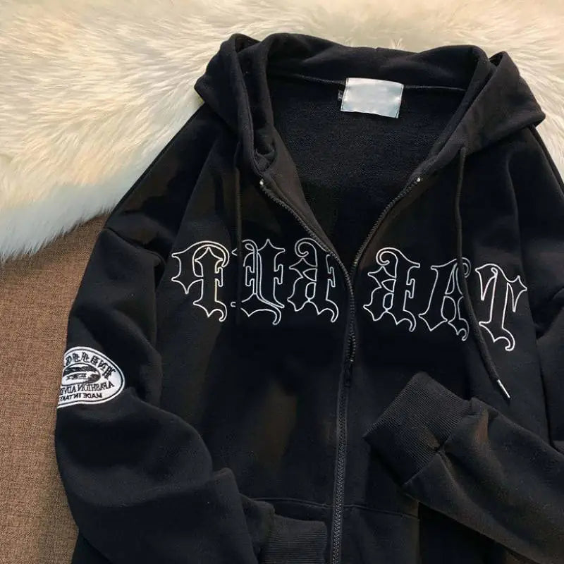 Lettered Hooded Cardigan for Couples