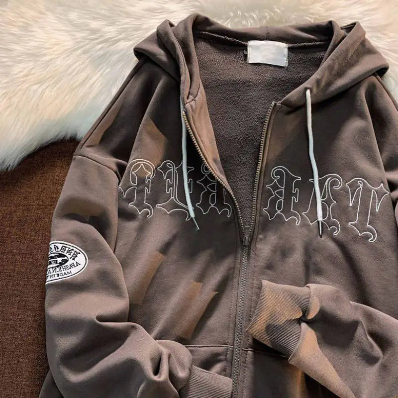 Lettered Hooded Cardigan for Couples