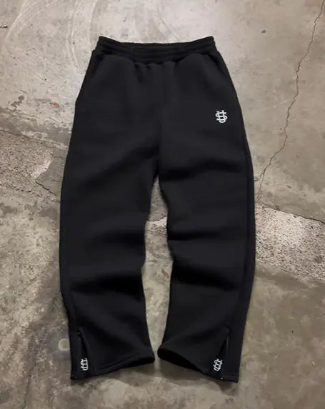 Stretch Rope Zipper unisex Sweatpants Solid Color
