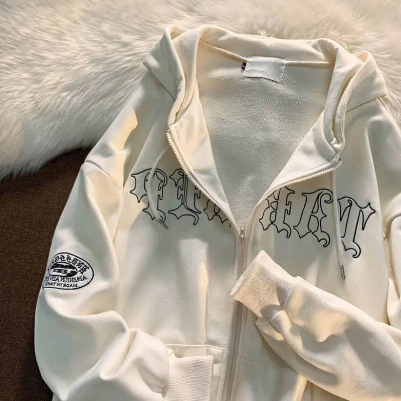 Lettered Hooded Cardigan for Couples